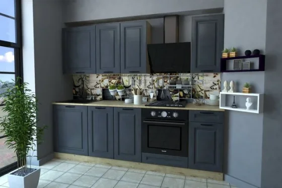 Кухонный гарнитур Hoff Маренго 2,4 м, 240х210х60 см, цвет дуб золотой крафт, маренго